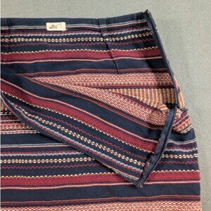 Hollister Boho vibe mini skirt‎ sz 0 woven 100% cotton striped red blue
